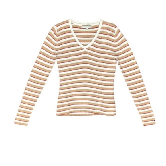 Tommy Hilfiger Women's Stripe Sweater V-neck Pullover  Vintage 2000s Preppy - Picture 3 of 16